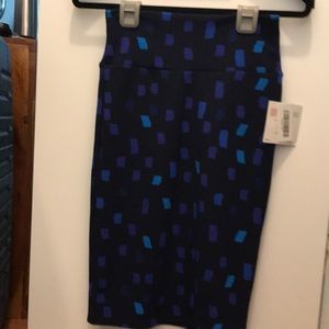 Black LulaRoe Cassie Skirt with Blue patterns
